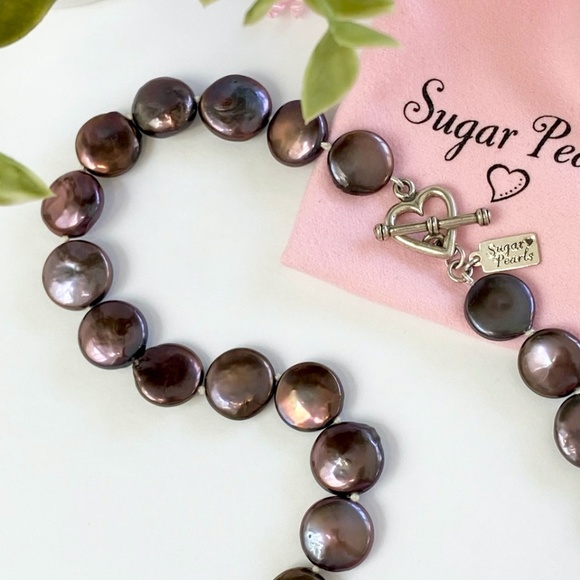 Freshwater Coin Pearl Necklace/Hand Knotted - Picture 3 of 5